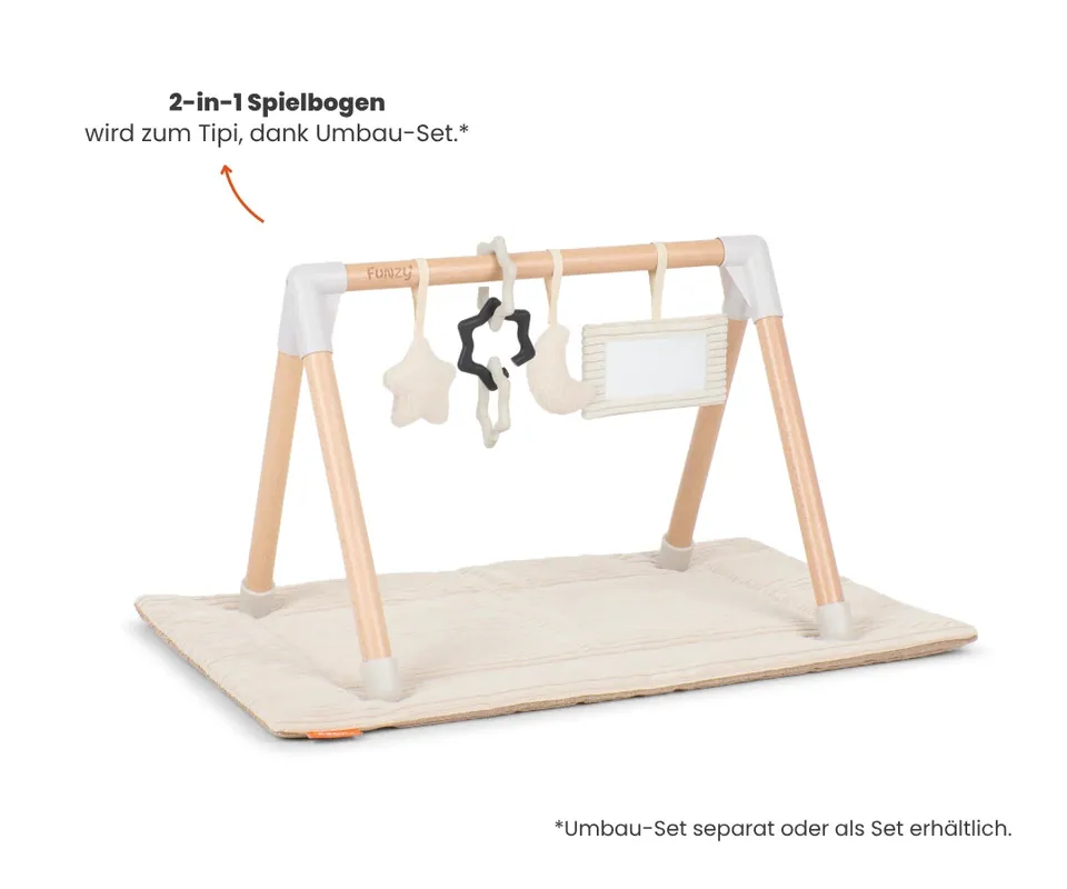 funzy-spielbogen-bogen-aus-buchenholz-mit-4-anh-ngern-und-spielmatte image 1