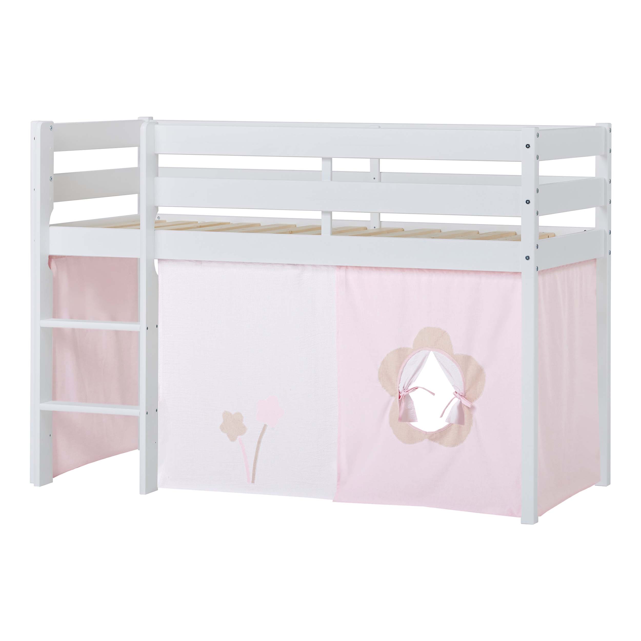 hoppekids-eco-comfort-halbhohes-bett-mit-fairytale-flower-vorhang image 1