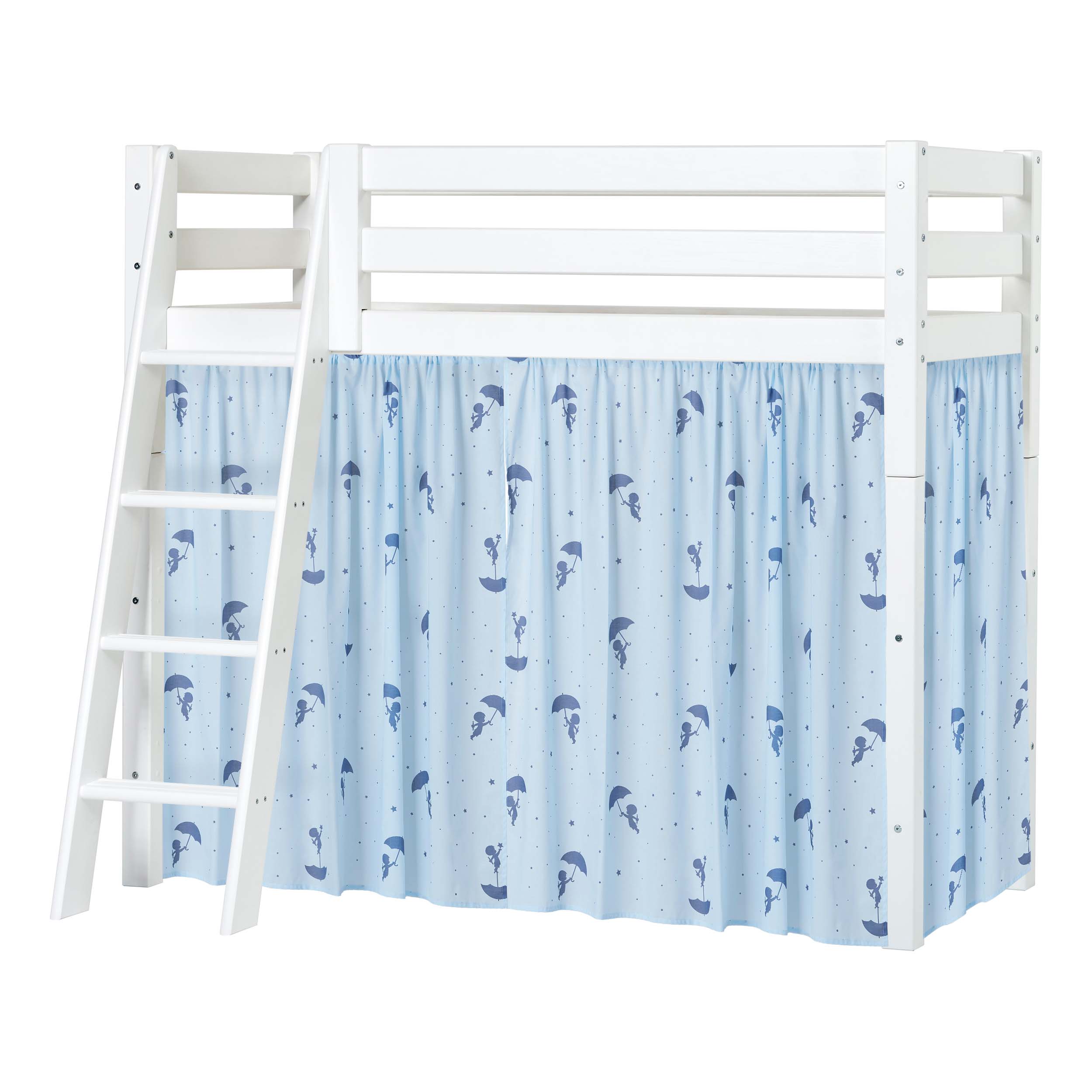 hoppekids-eco-luxury-mittelhohes-bett-90x200-mit-ole-lukoie-vorhang-blau image 1