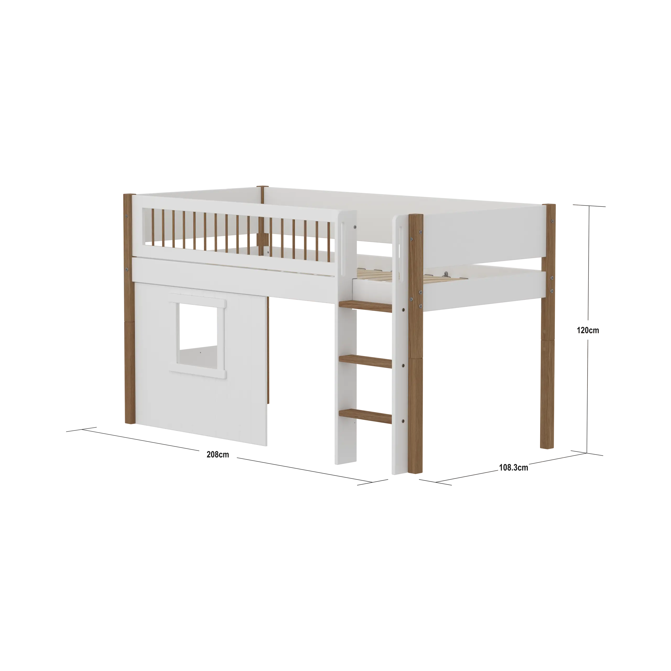 flexa-nor-spielbett-120-cm-mit-baumhaus-leiter-und-absturzsicherung-90x200-cm-we image 4