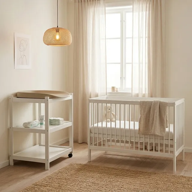 hoppekids-ida-marie-babybett-60x120-wickeltisch-set-mit-matratze image 1