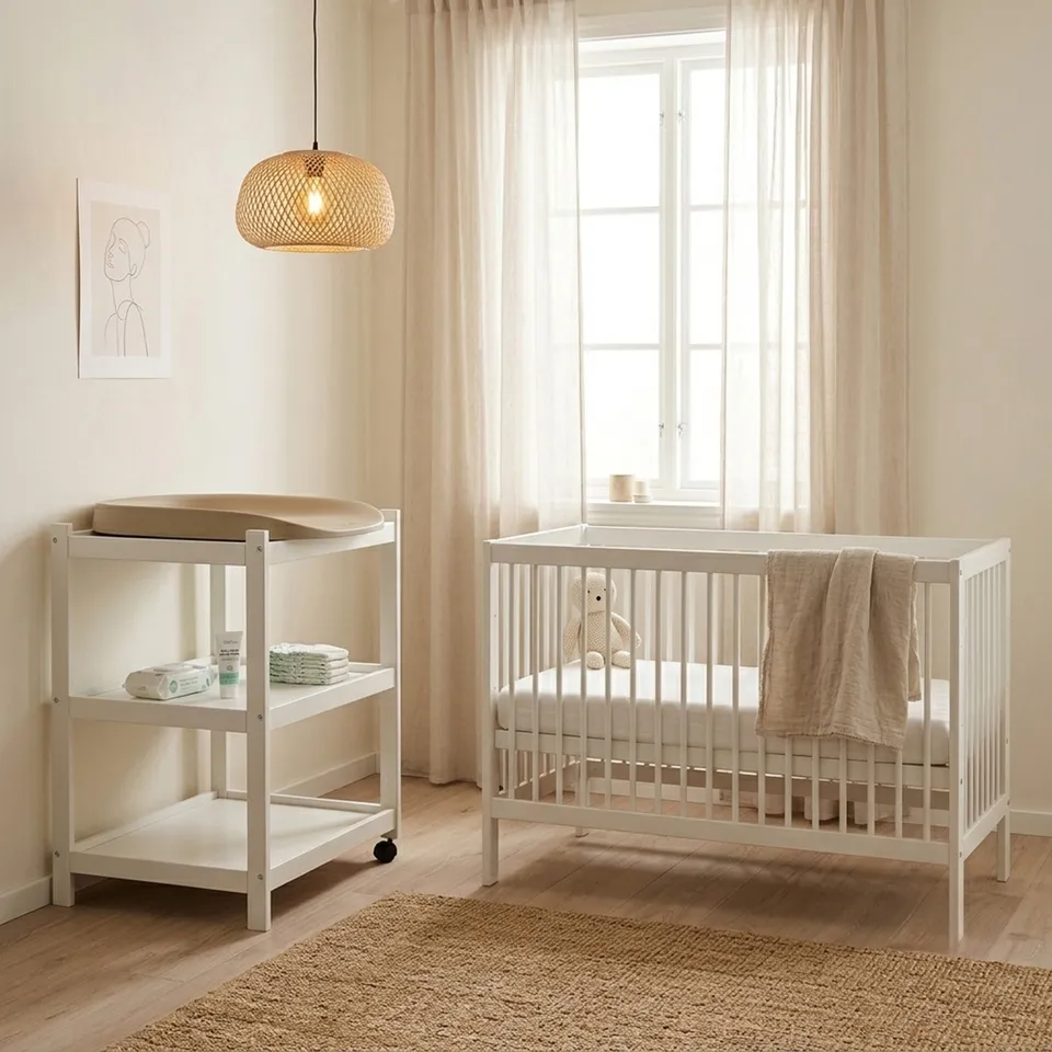 hoppekids-ida-marie-babybett-60x120-wickeltisch-set-mit-matratze image 1