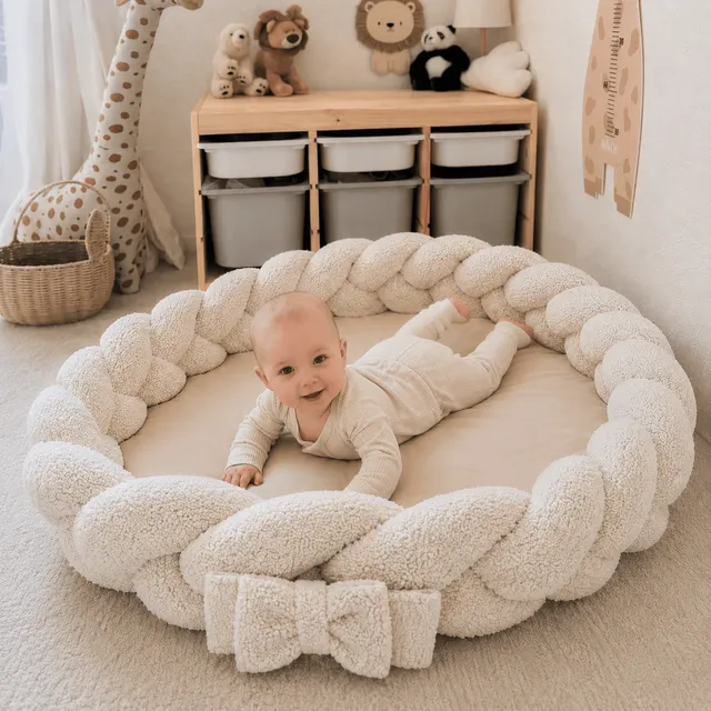meowbaby-babynestchen-bearly-mit-spielmatte-bettumrandung-schleife image 1