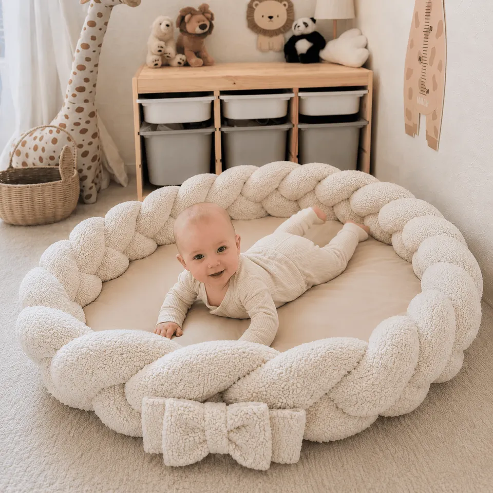 meowbaby-babynestchen-bearly-mit-spielmatte-bettumrandung-schleife image 1
