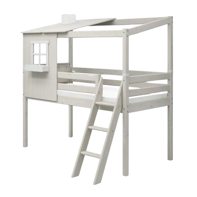 flexa-classic-spielbett-120-cm-mit-1-2-haus-90x200-cm-wei image 1