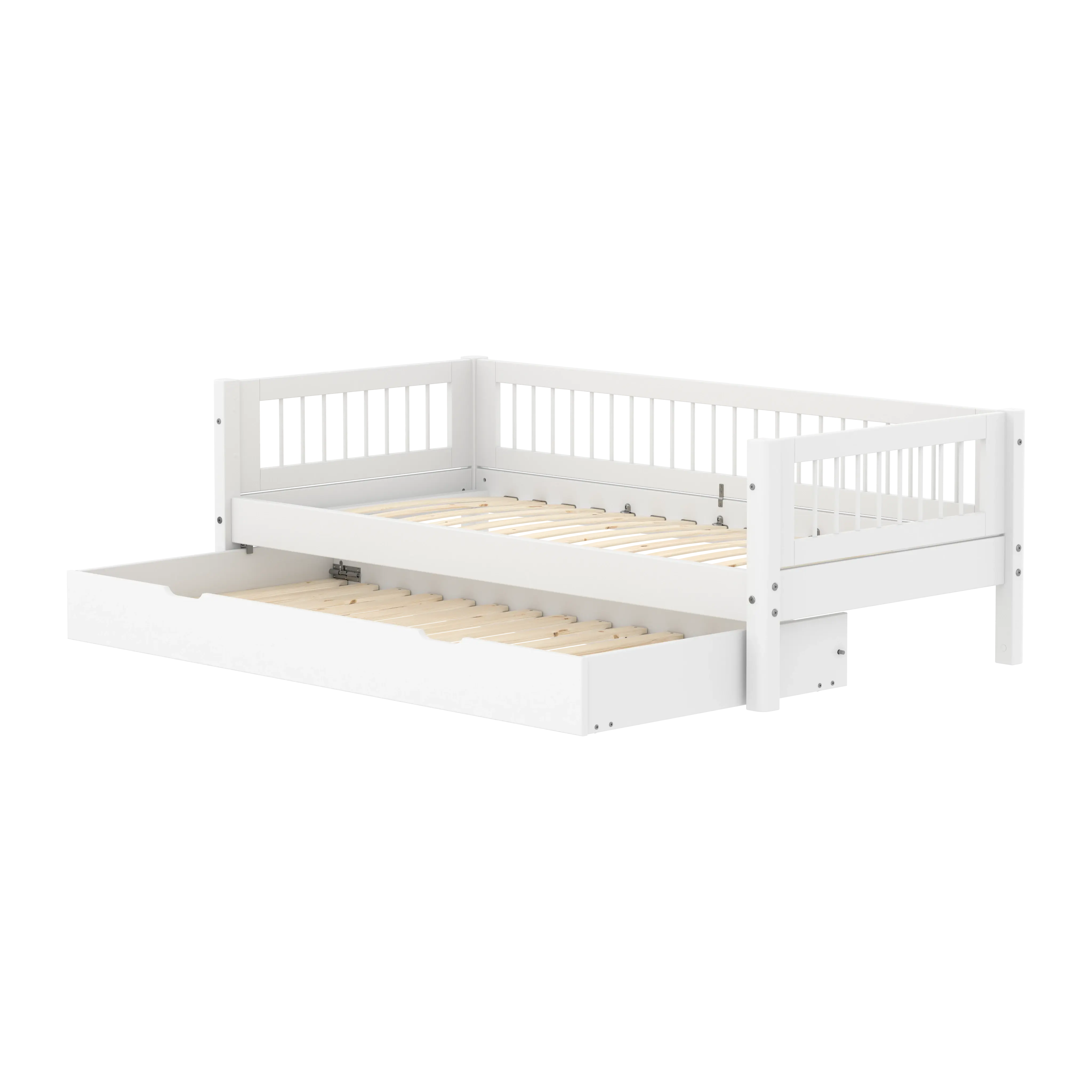 flexa-white-einzelbett-daybed-90x200-cm-mit-ausziehbett-90x190-cm-wei-crossbars image 2