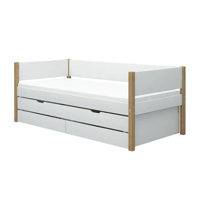 flexa-nor-einzelbett-90x200-cm-mit-ausziehbett-90x190-cm-und-schubladen-wei-eich image 1
