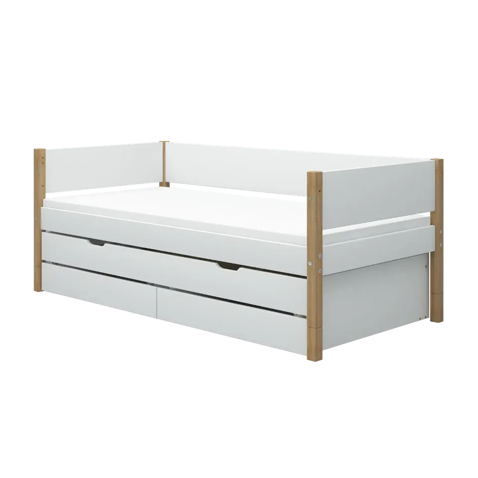 flexa-nor-einzelbett-90x200-cm-mit-ausziehbett-90x190-cm-und-schubladen-wei-eich image 1