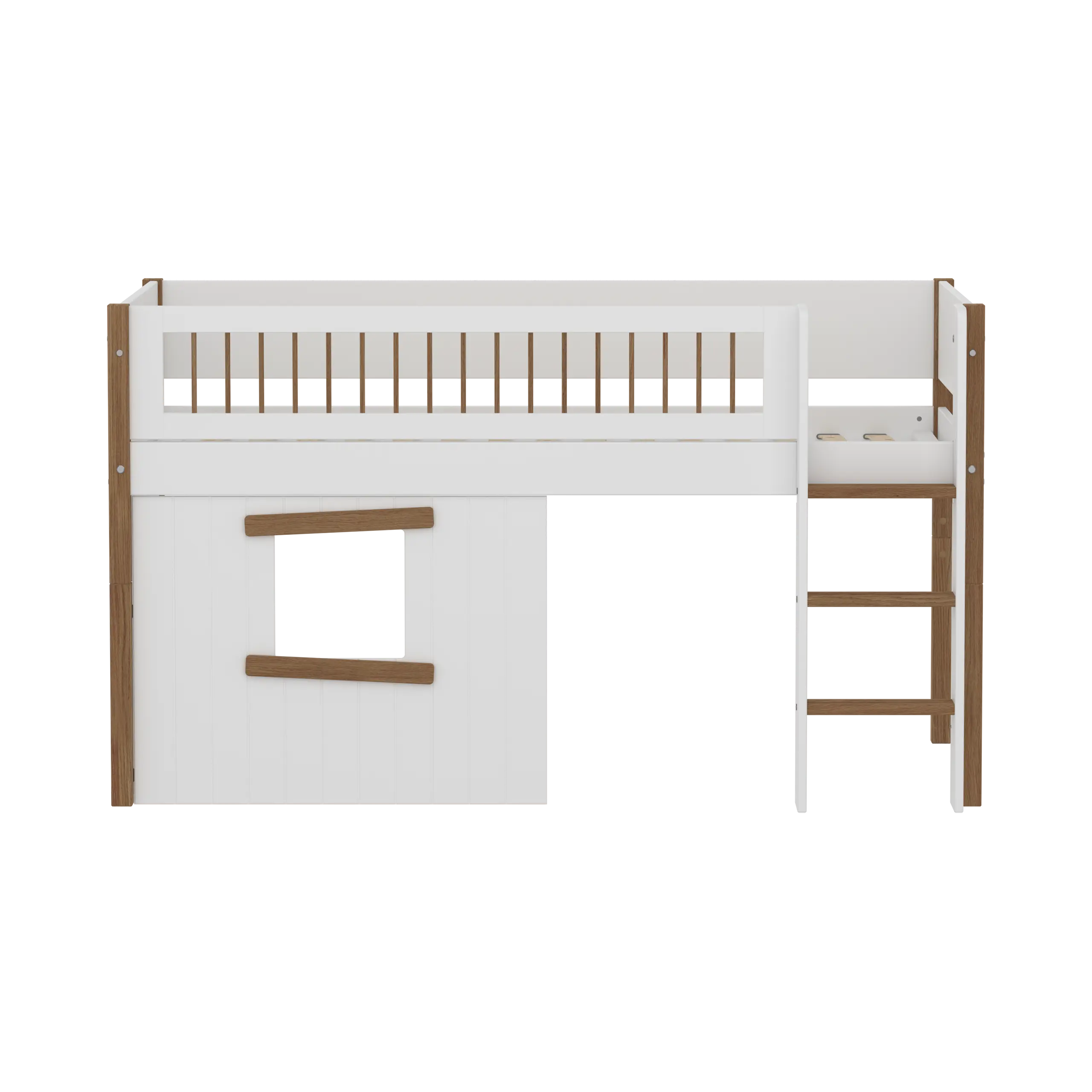 flexa-nor-spielbett-120-cm-halbhoch-mit-baumhaus-leiter-und-absturzsicherung-90x image 2