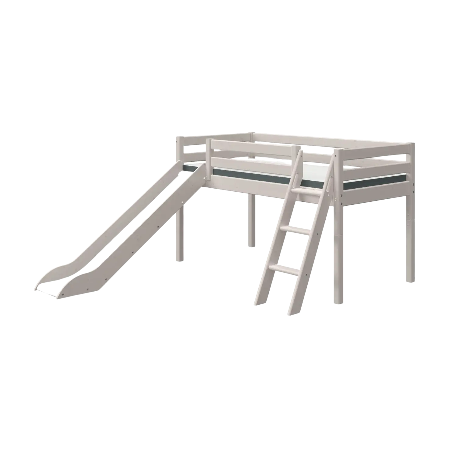 flexa-classic-spielbett-120-cm-mit-rutsche-und-schr-gleiter-90x200-cm-grau image 1