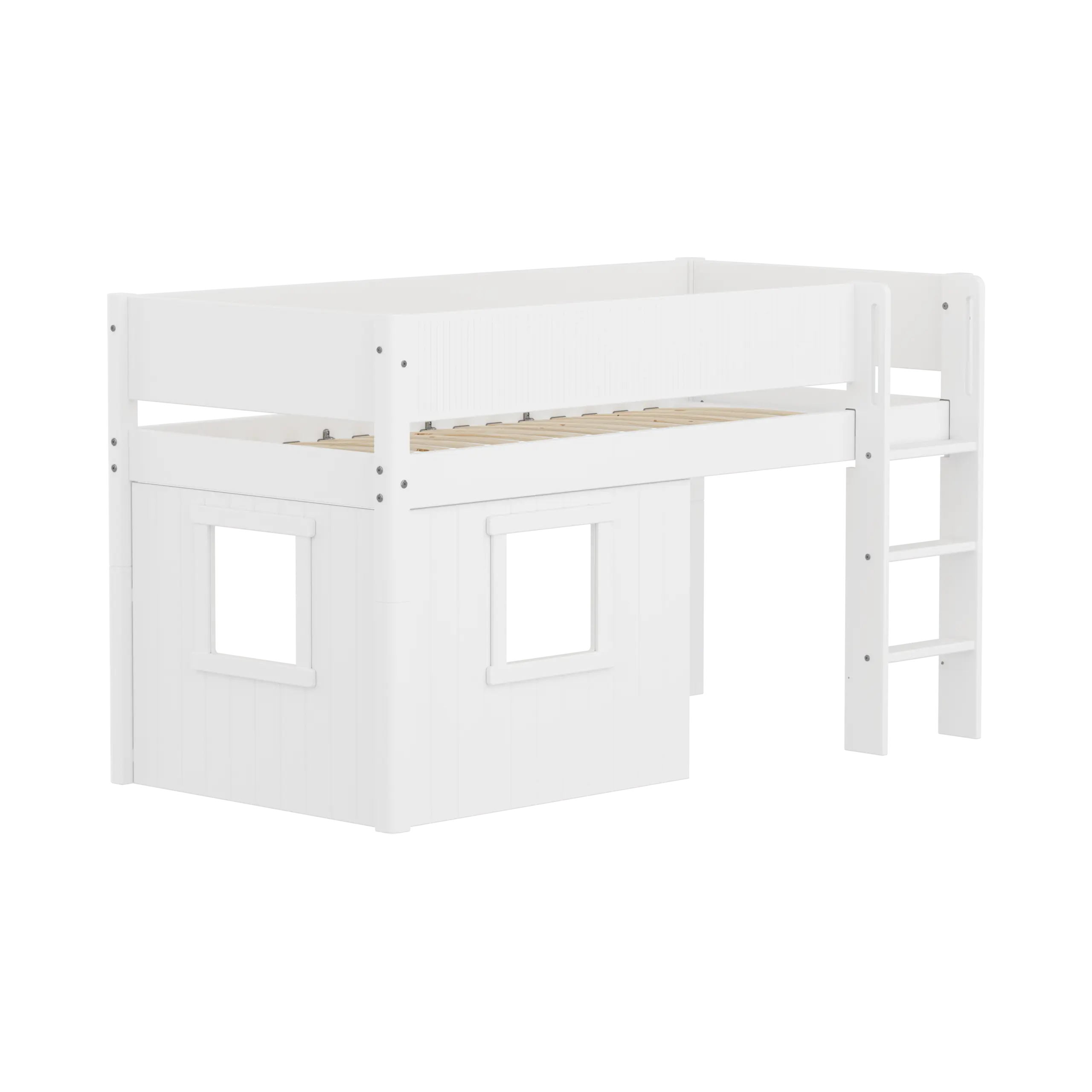 flexa-classic-spielbett-baumhaus-120-cm-90x200-cm-wei-mit-leiter image 3