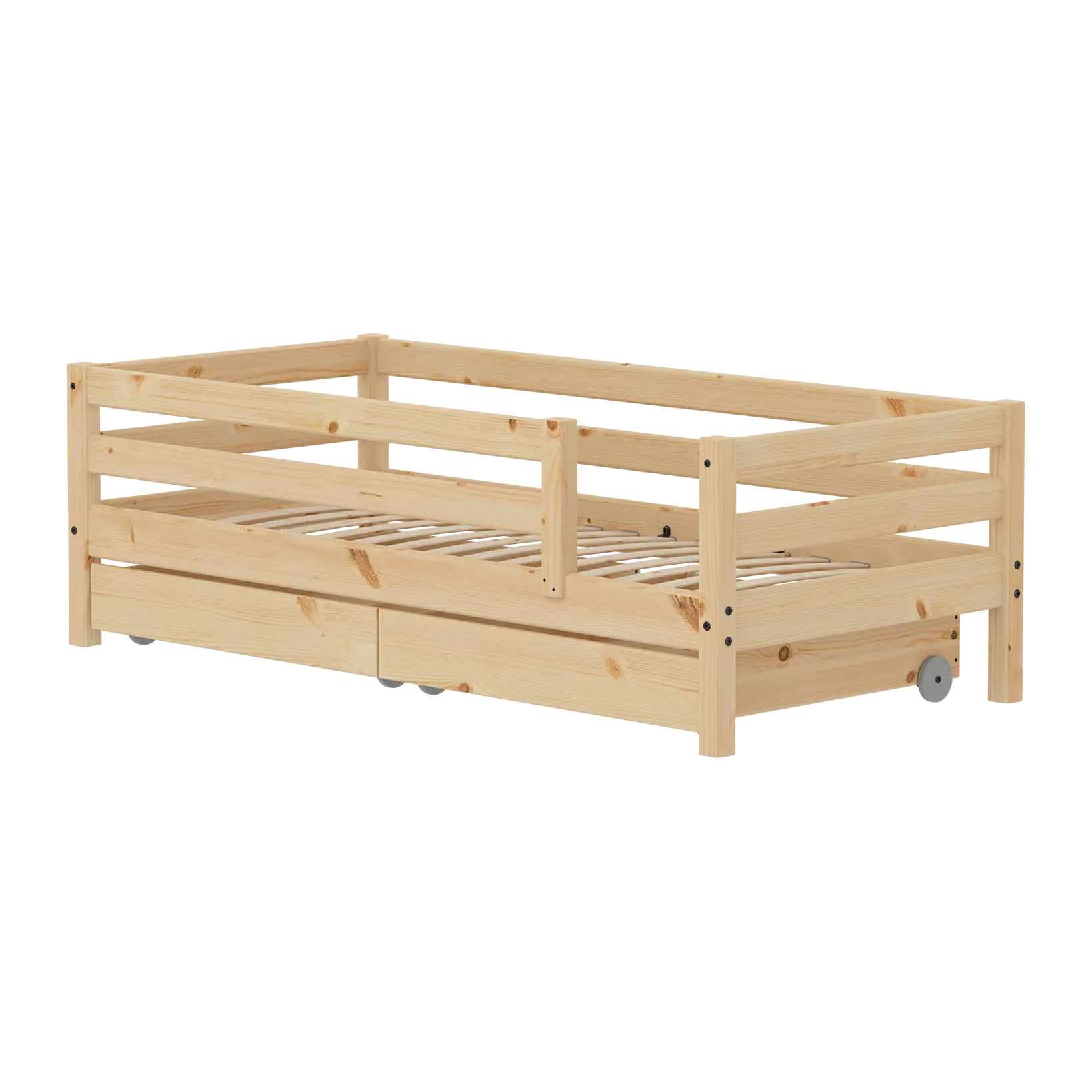 flexa-classic-raw-einzelbett-90x200-kiefernholz-mit-absturzsicherung-aufbewahrun image 1