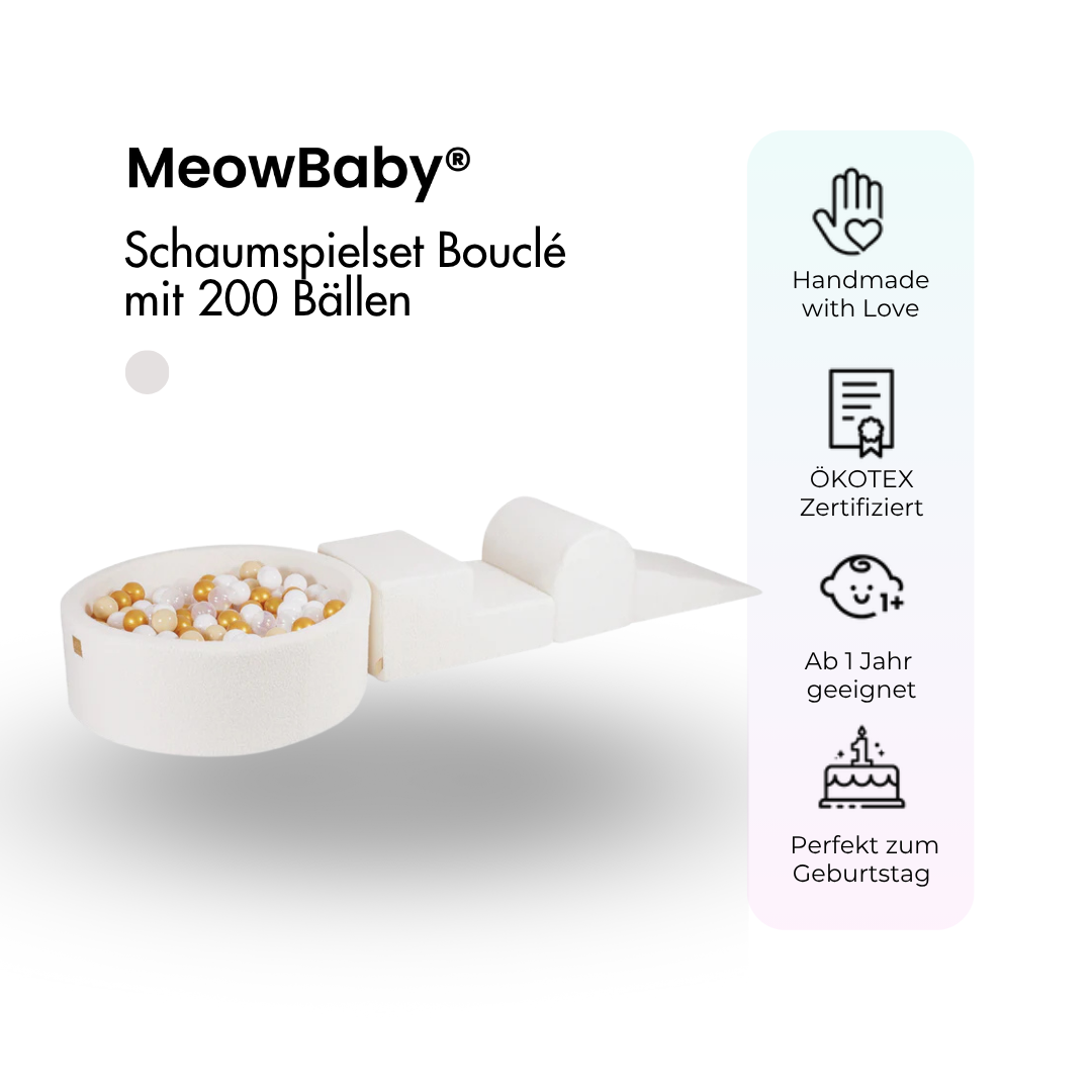 meowbaby-schaumspielset-boucl-crem-weiss-mit-b-llebad-und-200-b-llen image 2
