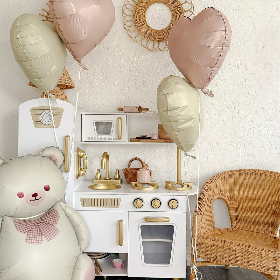 meowbaby-montessori-holzspielk-che-f-r-kinder-mit-zubeh-r-wei-gold image 3