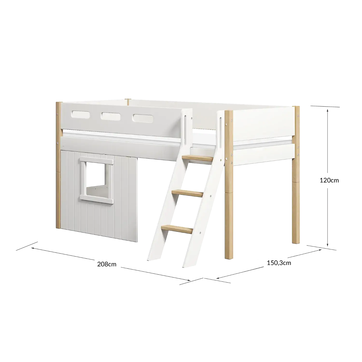 flexa-nor-spielbett-120-cm-mit-baumhaus-schr-gleiter-und-absturzsicherung-90x200 image 5