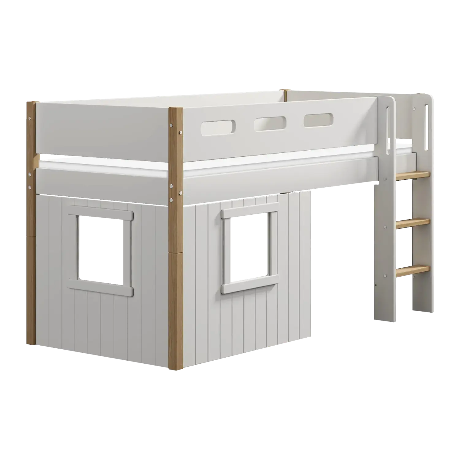 flexa-nor-spielbett-120-cm-mittelhoch-mit-baumhaus-gerader-leiter-und-absturzsic image 6
