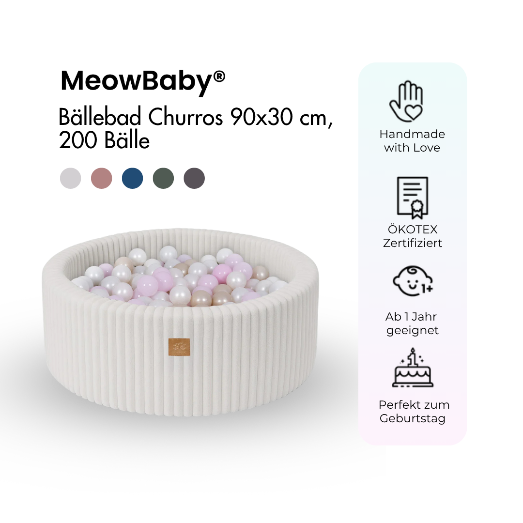 meowbaby-b-llebad-churros-90x30-cm-mit-200-b-llen-eigene-farbauswahl image 2