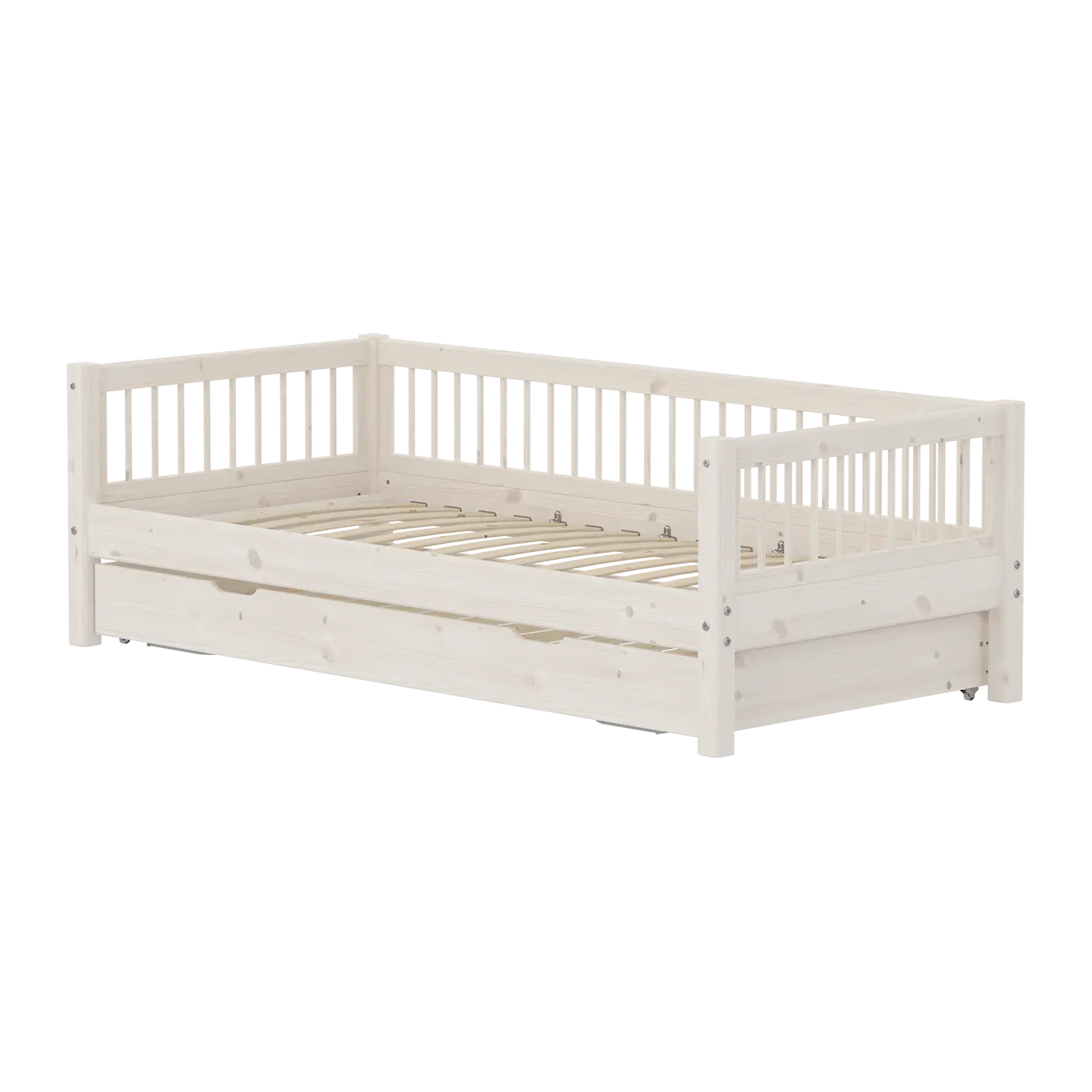 flexa-classic-einzelbett-90x200-cm-mit-ausziehbett-90x190-cm-und-crossbars-wei image 1