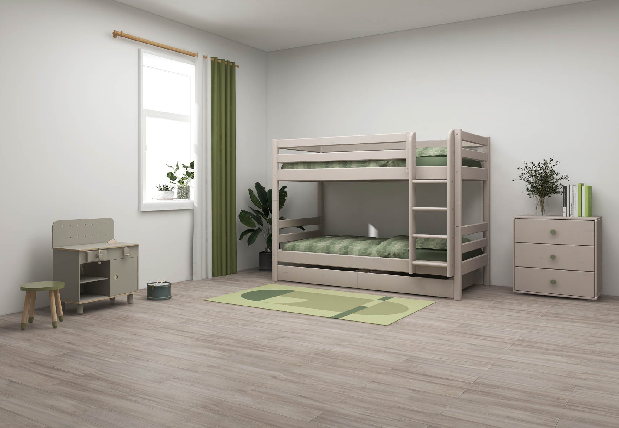 flexa-classic-etagenbett-90x200-cm-mit-schublade-leiter-und-sicherheitsgel-nder- image 2