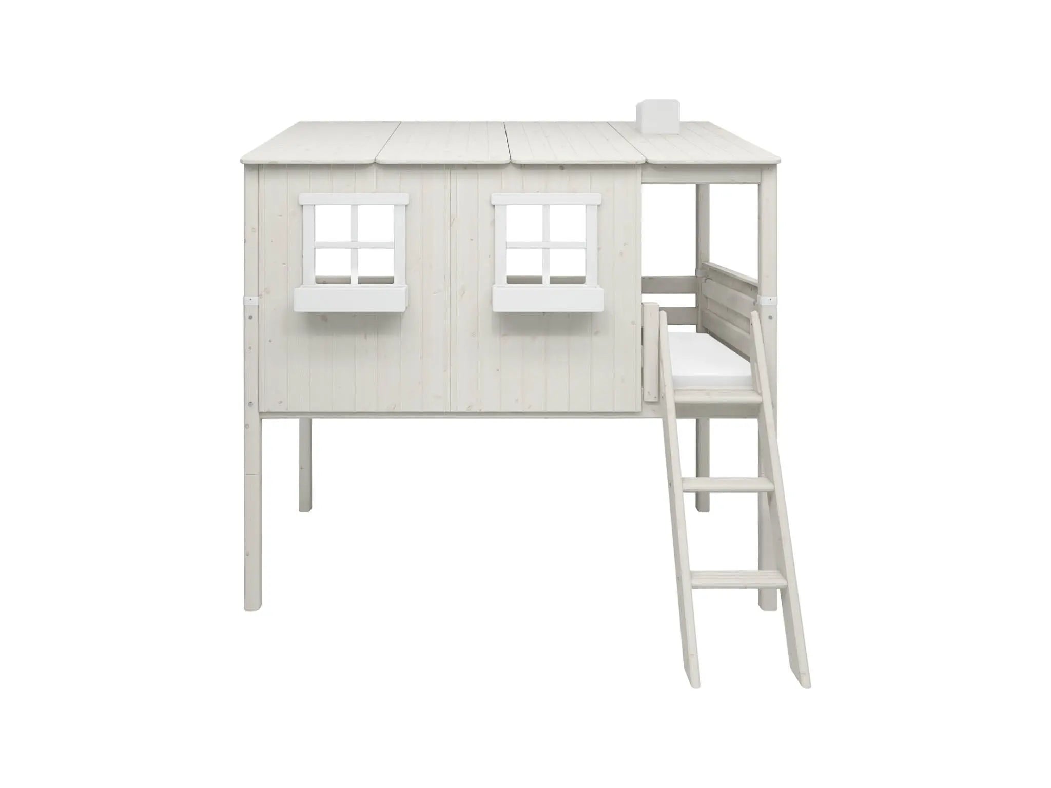 flexa-classic-spielbett-120-cm-hausbett-90x200-cm-wei-mit-leiter image 2