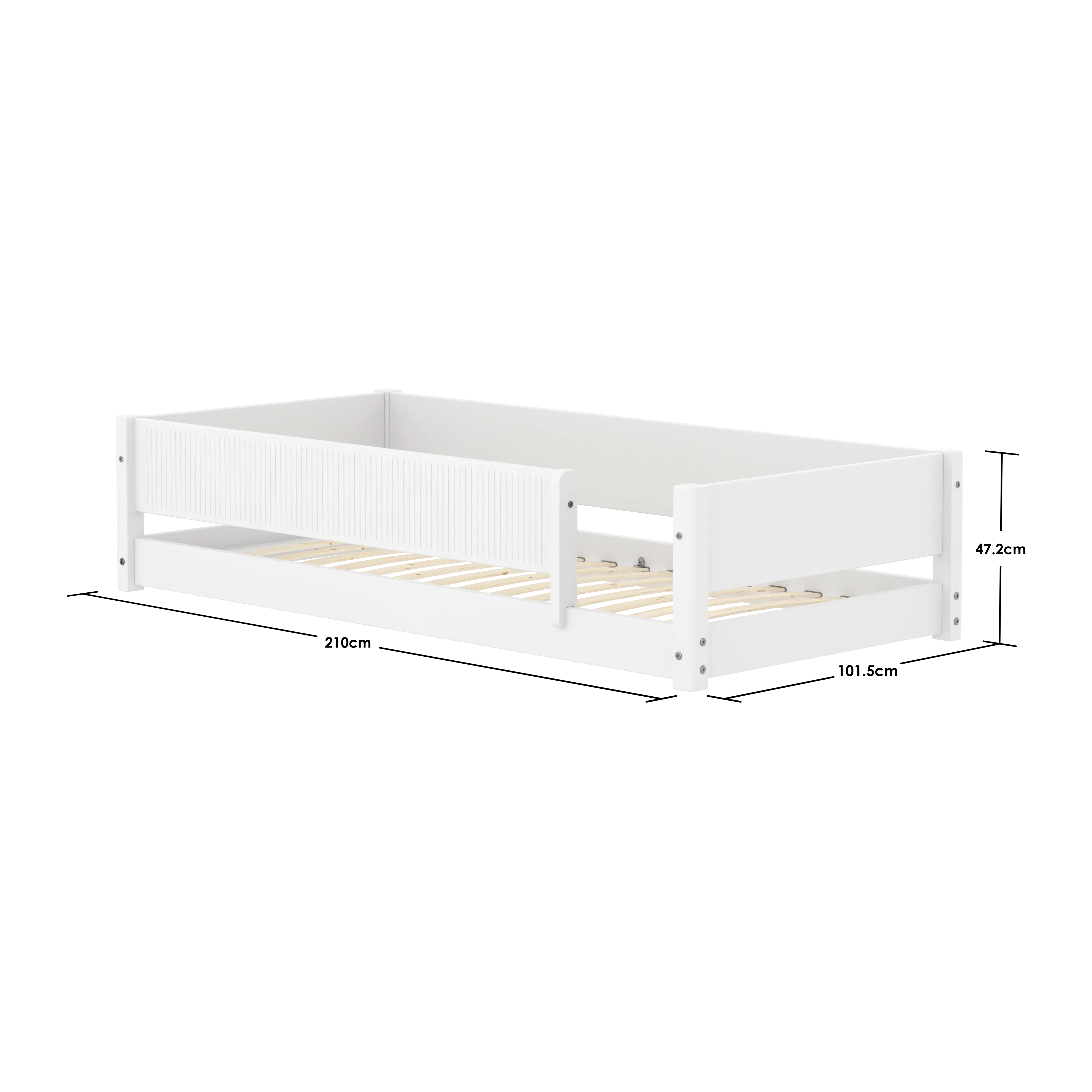 flexa-white-montessori-bett-niedrig-mit-vorderer-absturzsicherung-grooves-90x200 image 4