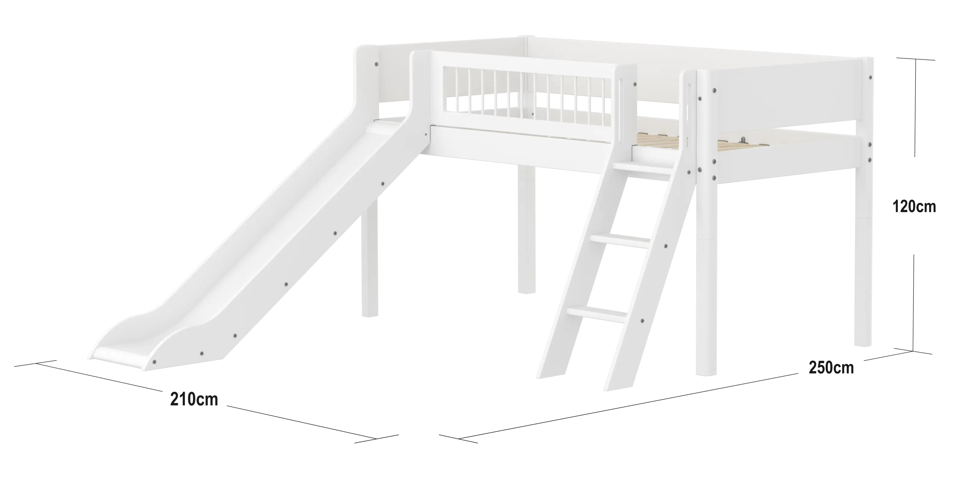 flexa-white-spielbett-120-cm-mit-rutsche-90x200-cm-wei-mit-leiter image 4