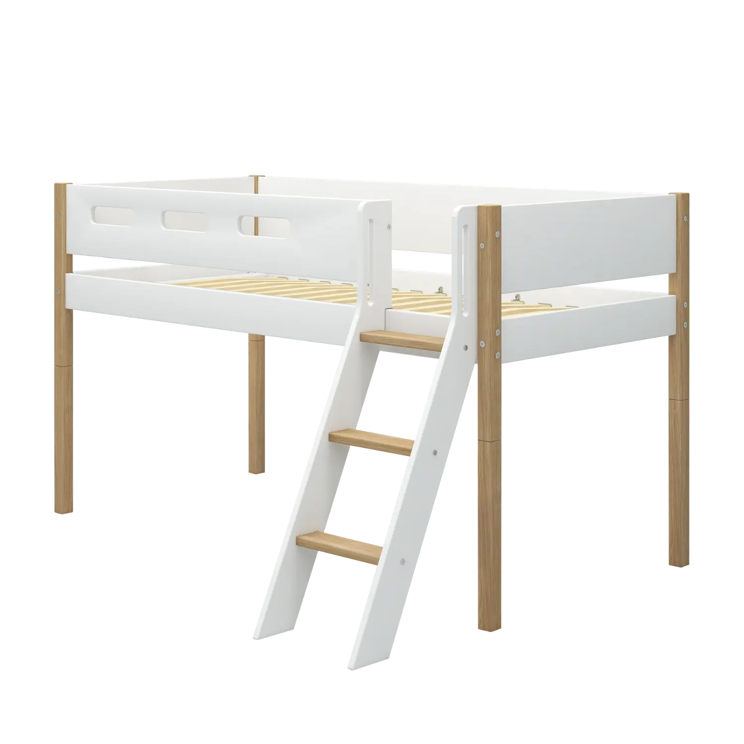flexa-nor-spielbett-120-cm-90x200-cm-wei-eiche-mittelhohes-bett-mit-leiter-und-a image 4