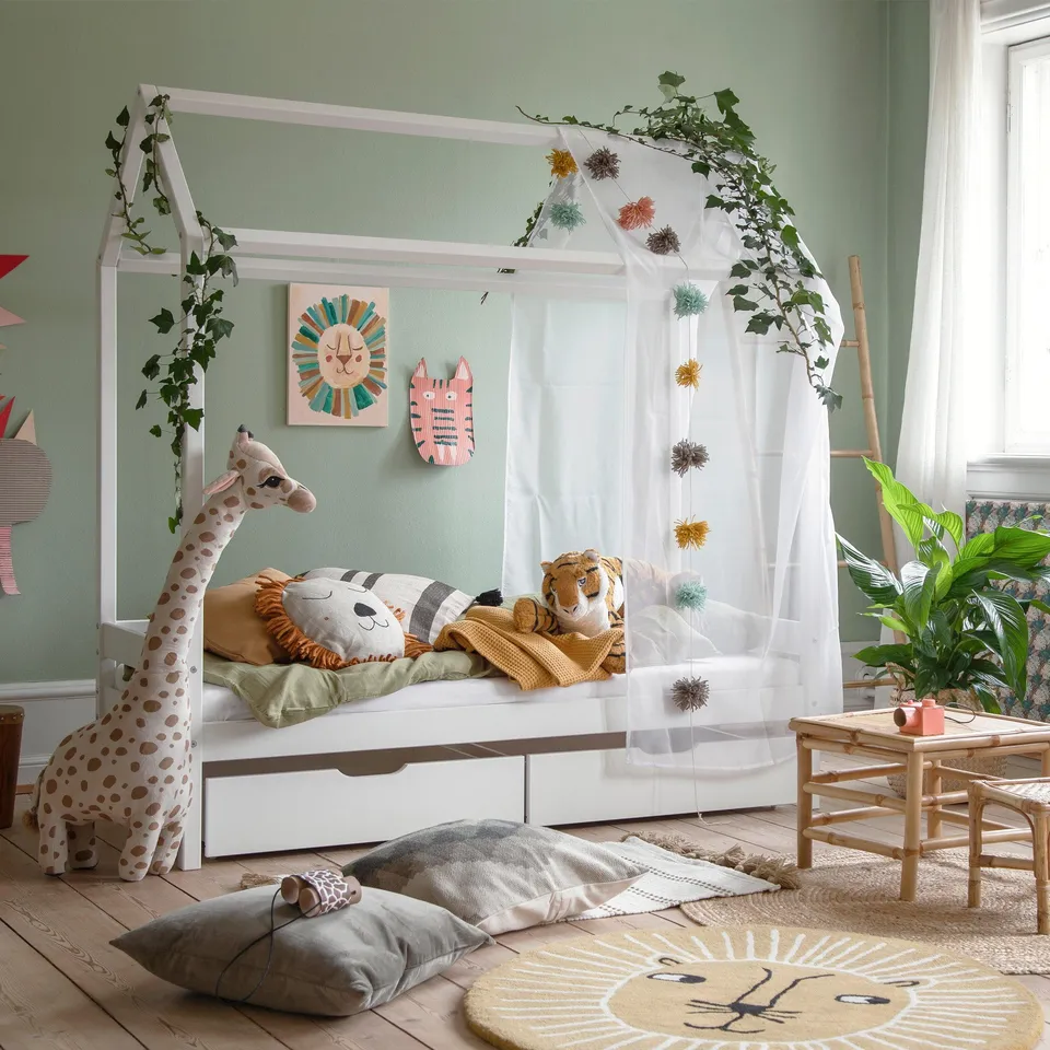 hoppekids-eco-comfort-hausbett-bettpaket-70x160-cm-wei-mit-schubladen-mermaid-hi image 1