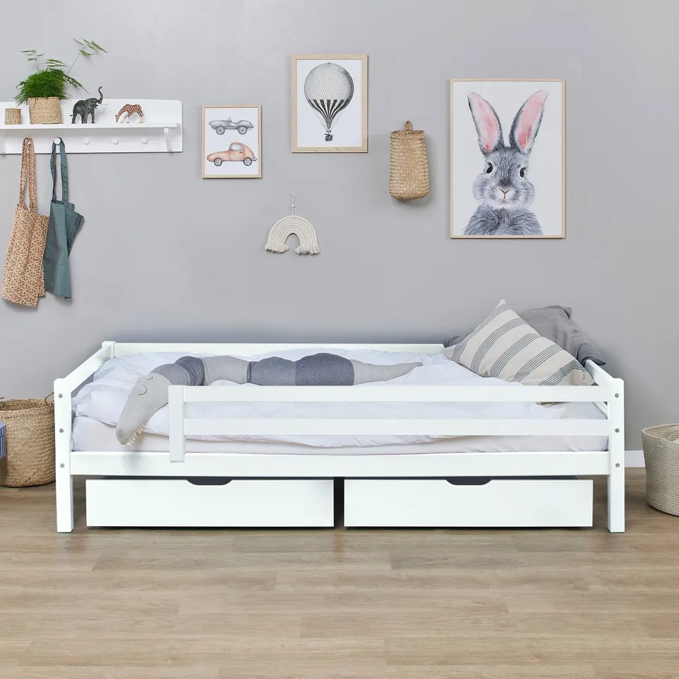 hoppekids-eco-dream-einzelbett-90x200-mit-schubladen-rausfallschutz image 1