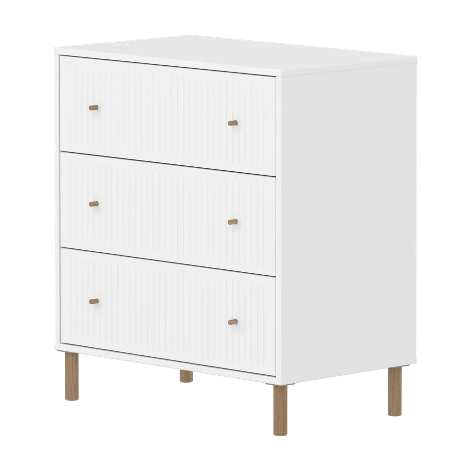 flexa-saga-kommode-3-schubladen-mit-rillen-griffe-und-f-e-eiche-wei image 1