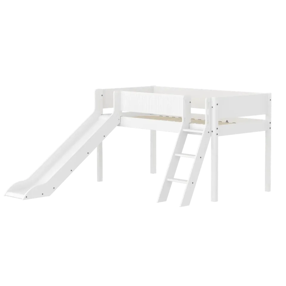 flexa-white-spielbett-120-cm-mit-rutsche-leiter-und-absturzsicherung-90x200-cm-w image 1