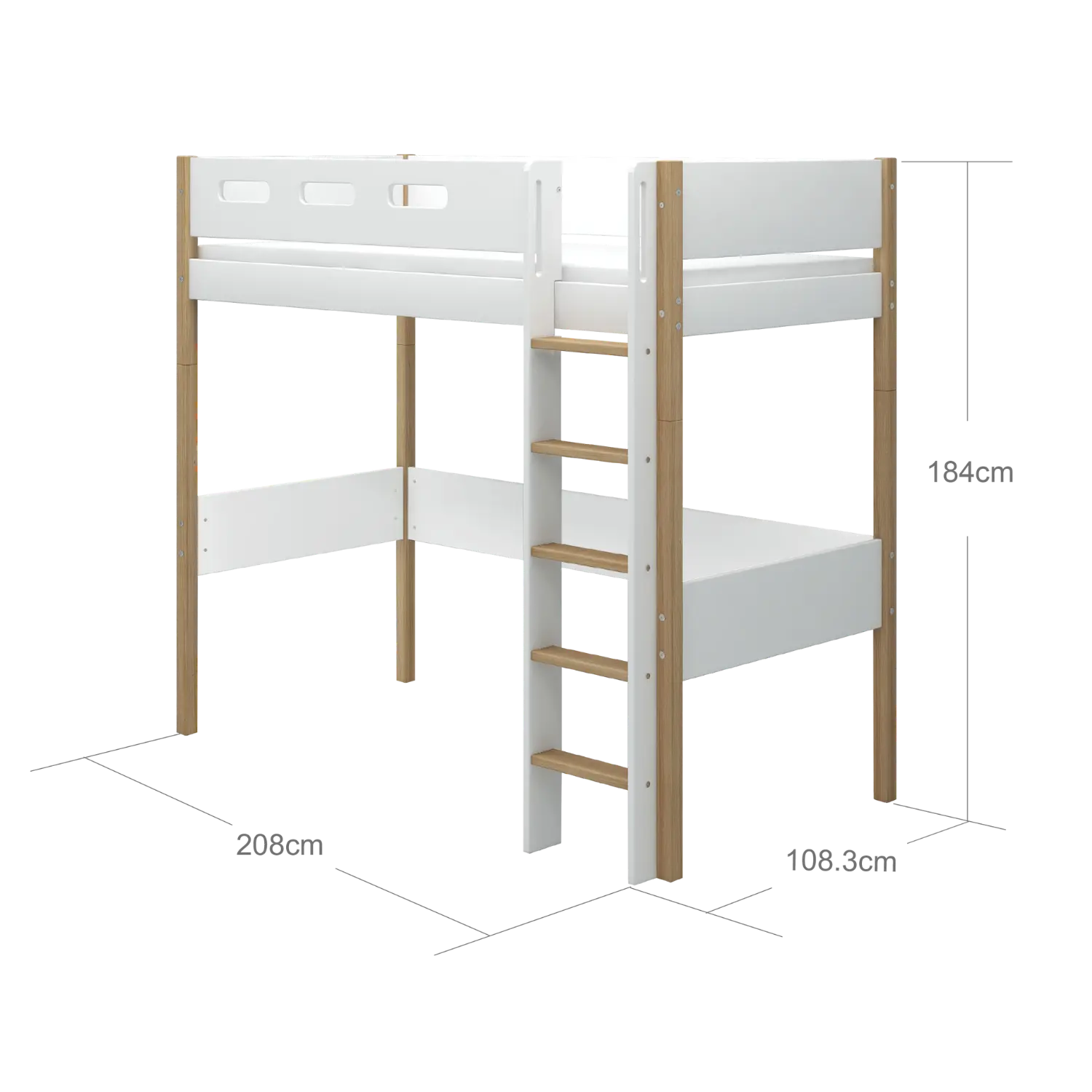 flexa-nor-hochbett-184-cm-mit-leiter-und-absturzsicherung-90x200-cm-wei-eiche-2 image 4