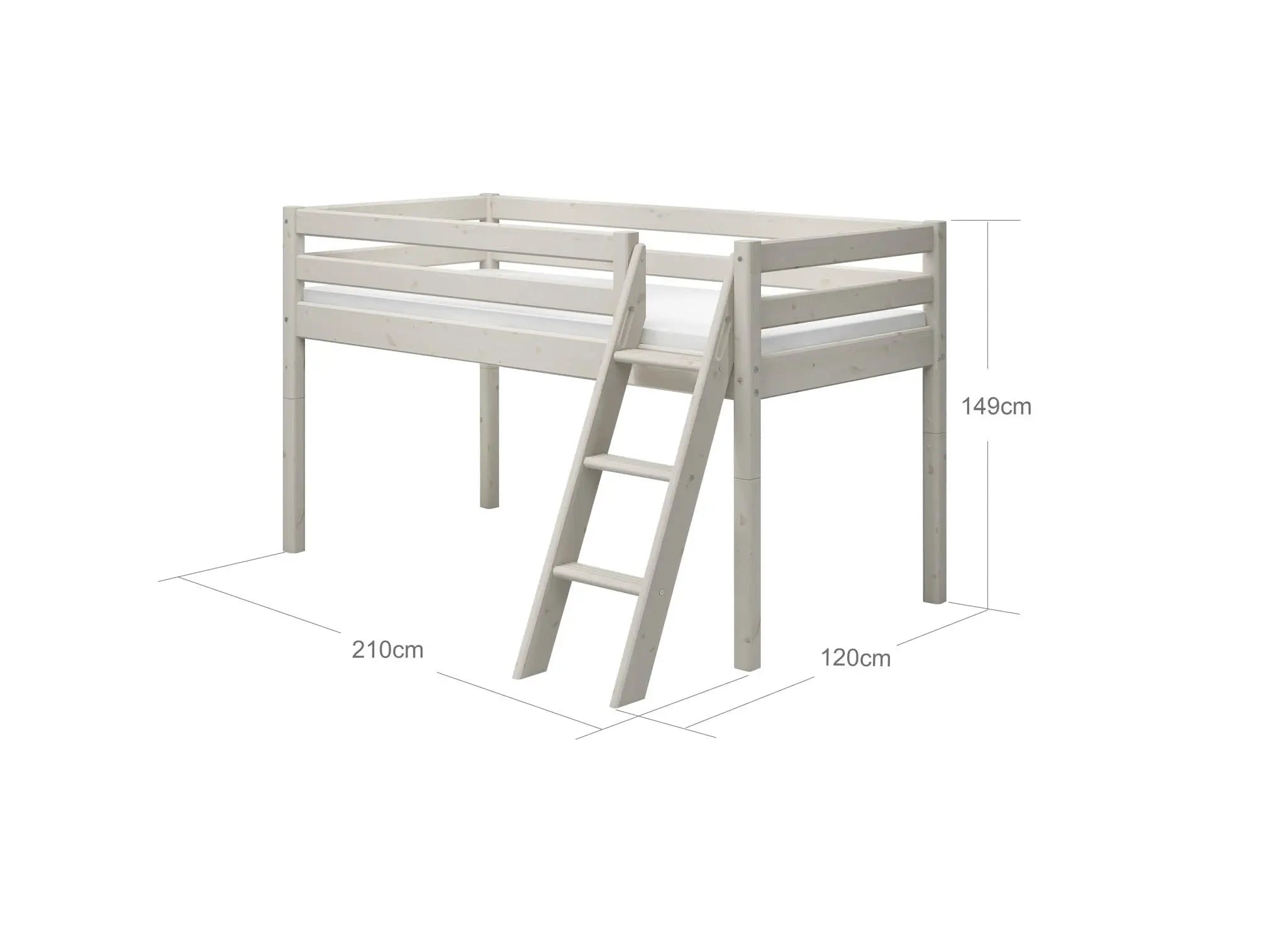 flexa-classic-hochbett-120-cm-90x200-cm-wei-mit-leiter-und-absturzsicherung image 5