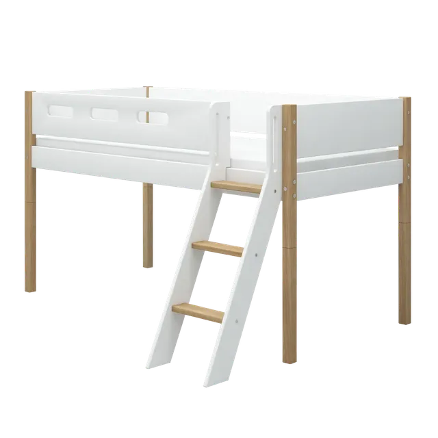 flexa-nor-spielbett-120-cm-90x200-cm-wei-eiche-mittelhohes-bett-mit-leiter-und-a image 1