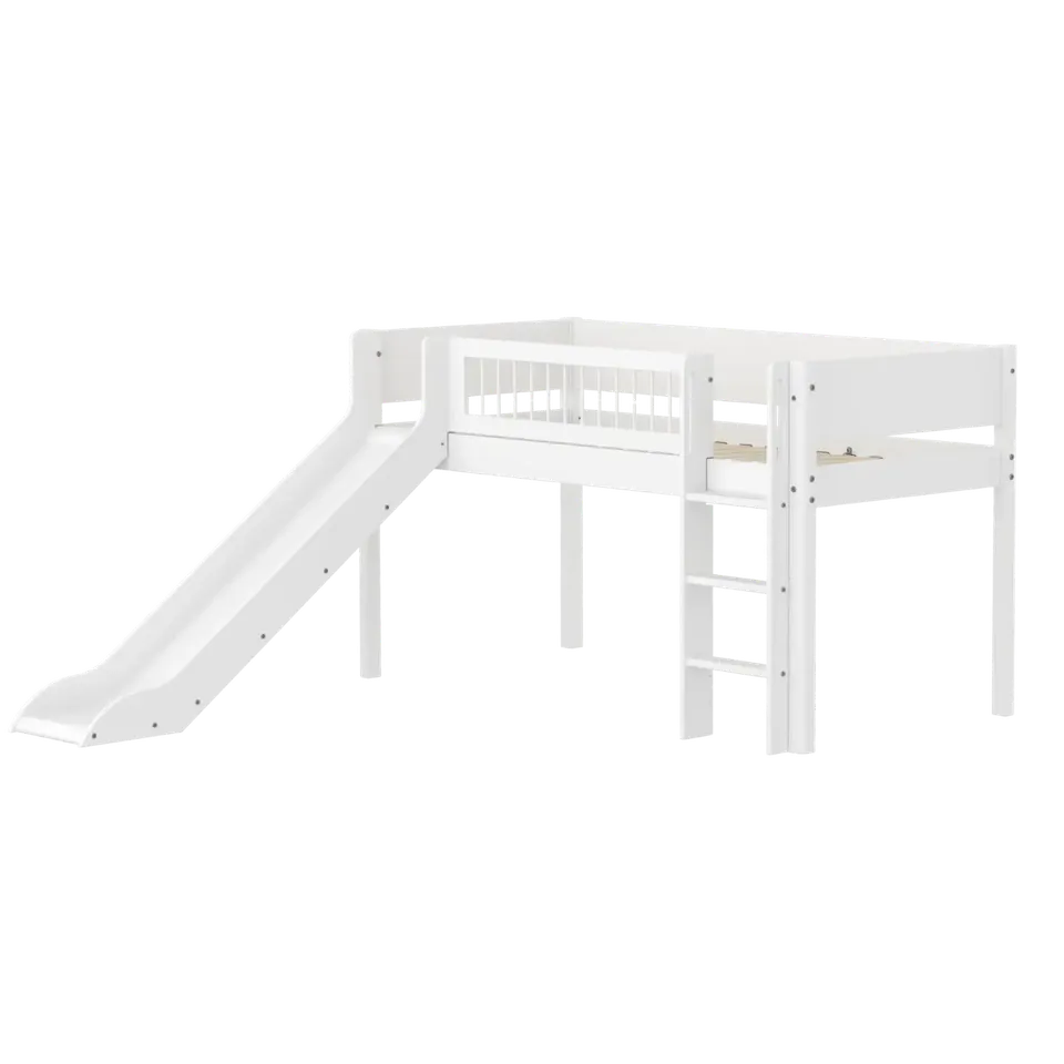 flexa-white-spielbett-120-cm-90x200-cm-wei-mit-rutsche-leiter-und-absturzsicheru-2 image 1