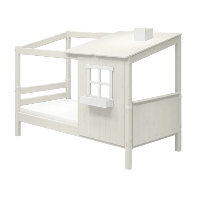 flexa-classic-spielbett-mit-1-2-haus-und-leiter-90x200-cm-wei image 1