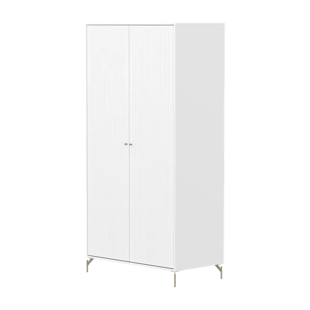 flexa-saga-kleiderschrank-2-t-ren-mit-rillen-oat-metallf-e-und-griffe-wei image 1