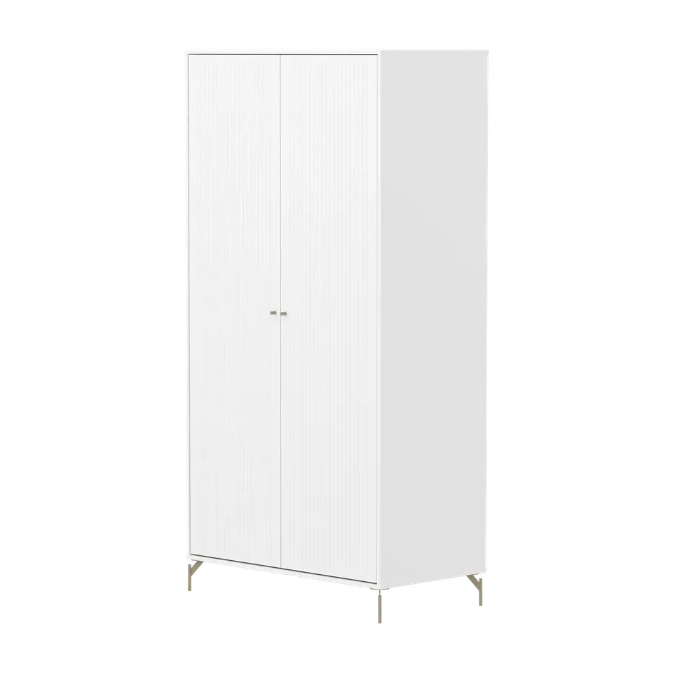 flexa-saga-kleiderschrank-2-t-ren-mit-rillen-oat-metallf-e-und-griffe-wei image 1