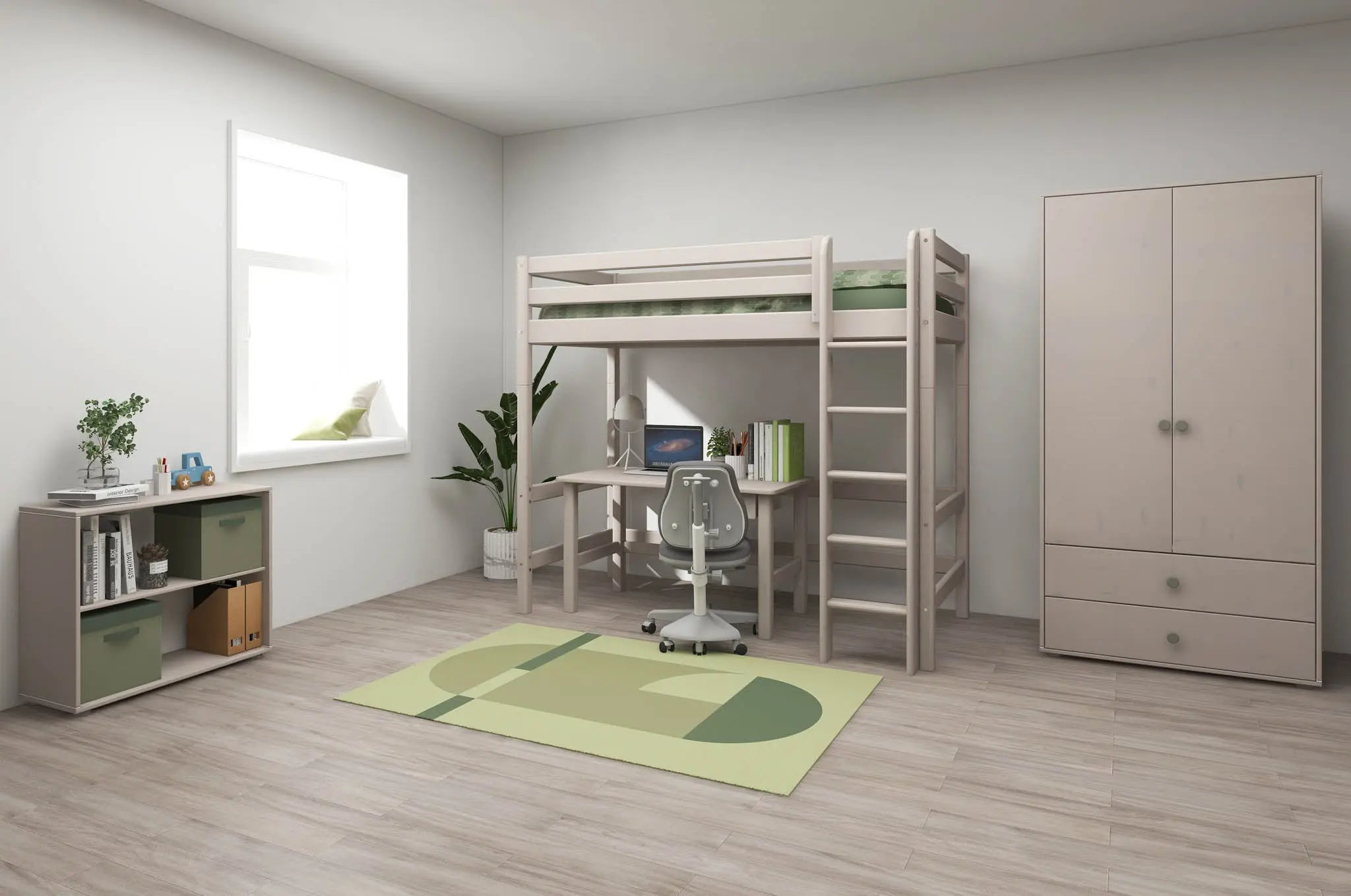 flexa-classic-hochbett-184-cm-mit-leiter-90x200-cm-grau image 3