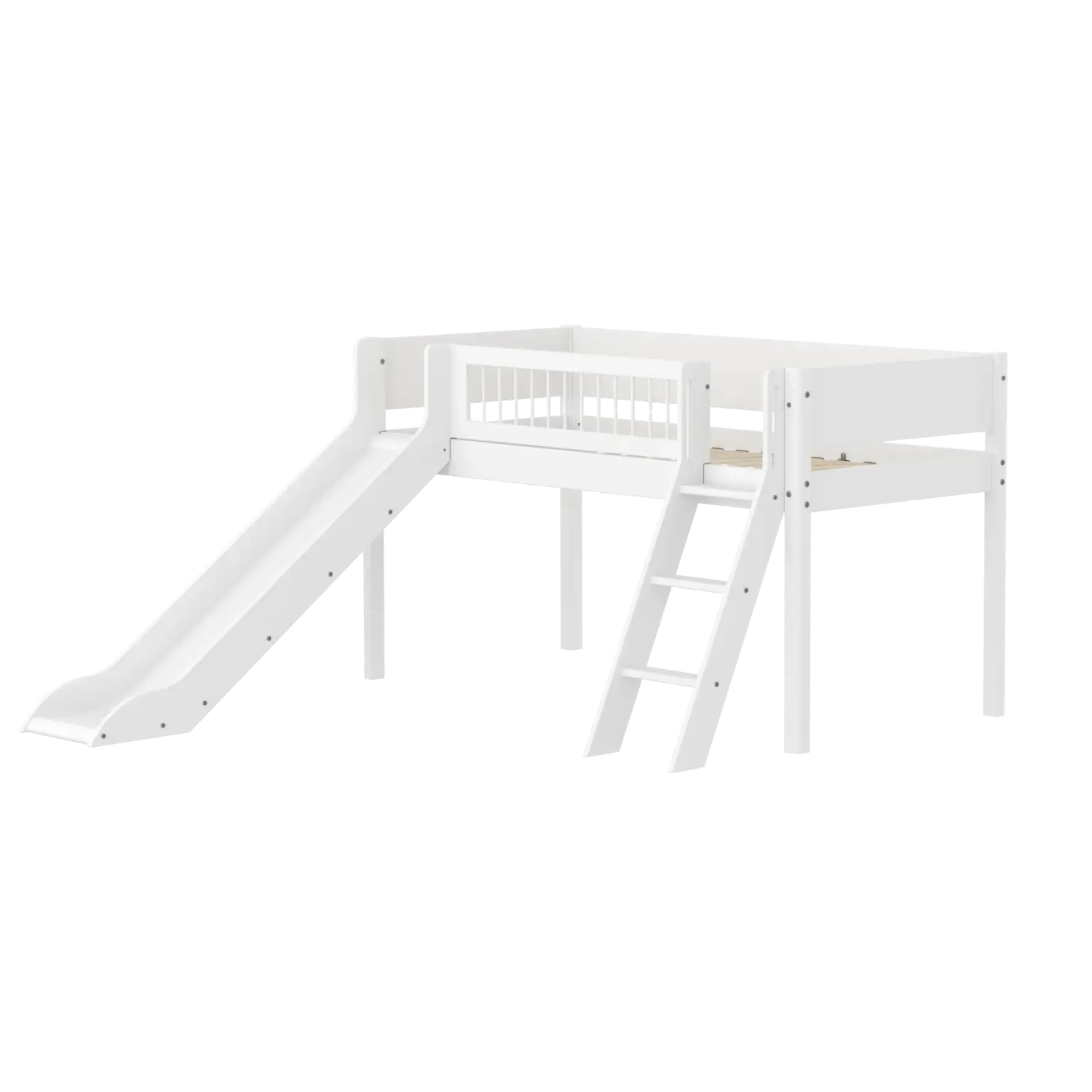 flexa-white-spielbett-120-cm-mit-rutsche-90x200-cm-wei-mit-leiter image 1