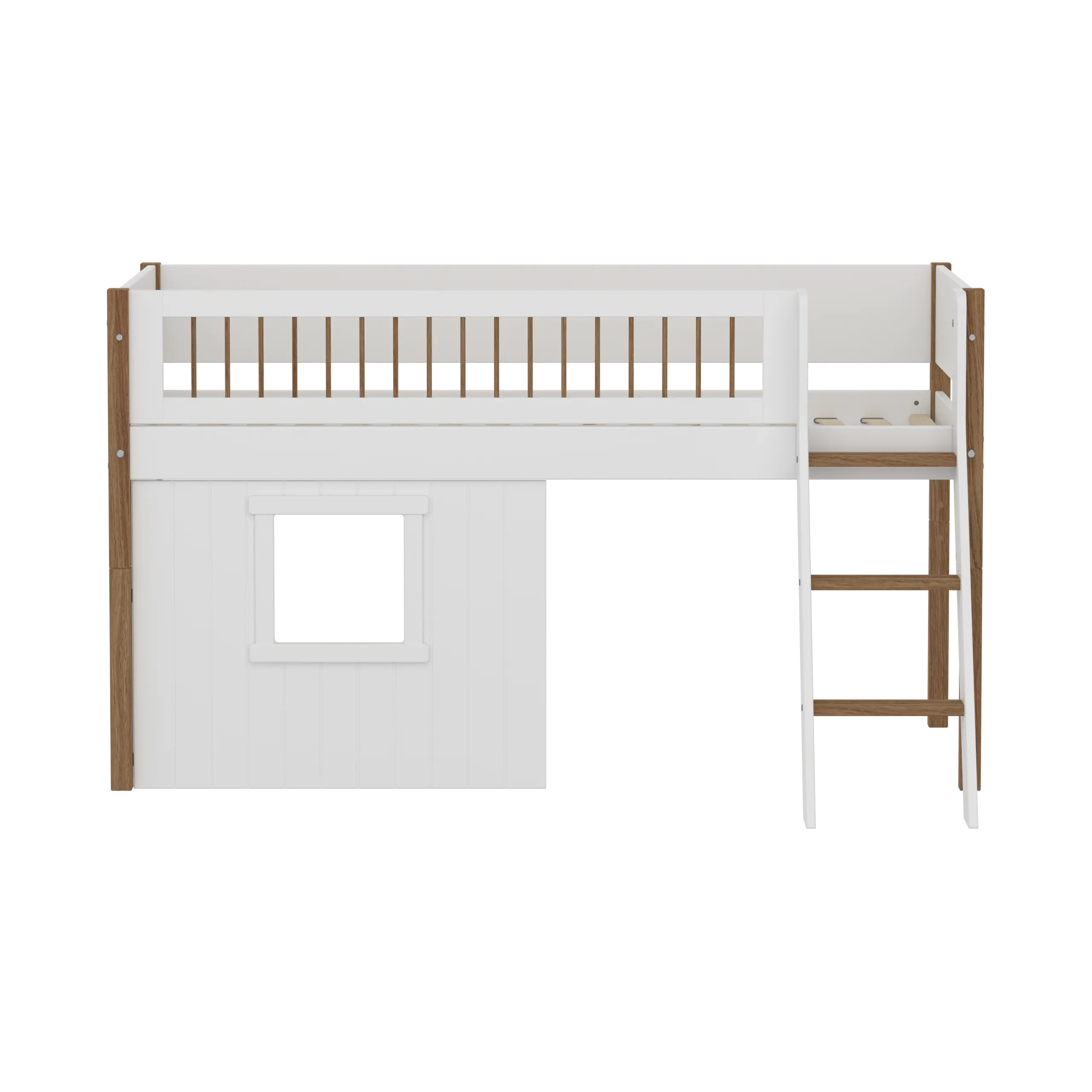 flexa-nor-spielbett-120-cm-mit-baumhaus-leiter-und-absturzsicherung-90x200-cm-we-2 image 2