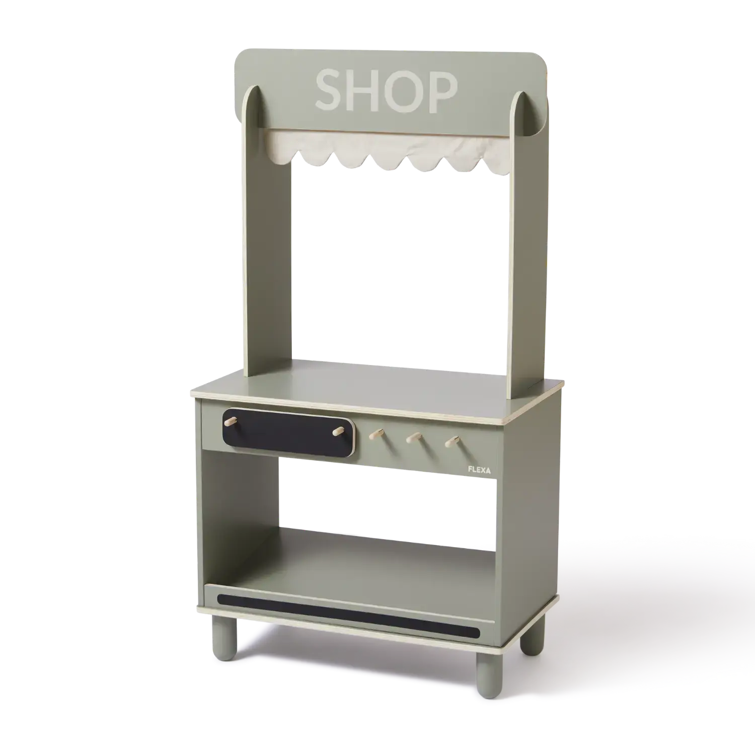 flexa-shop-caf-kaufladen-aus-holz-mit-markise-theke-und-wendeschild image 1
