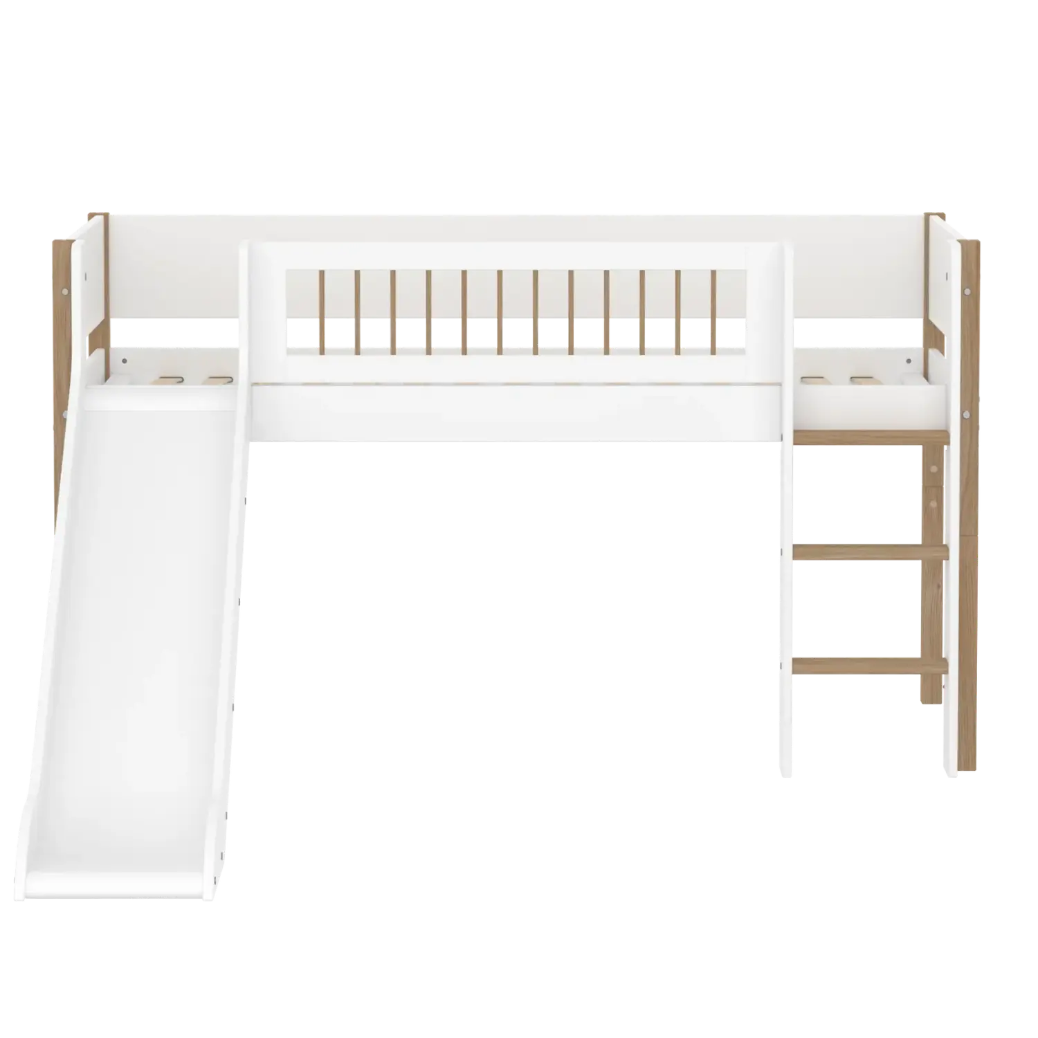 flexa-nor-spielbett-120-cm-mit-rutsche-leiter-und-absturzsicherung-90x200-cm-wei-2 image 2