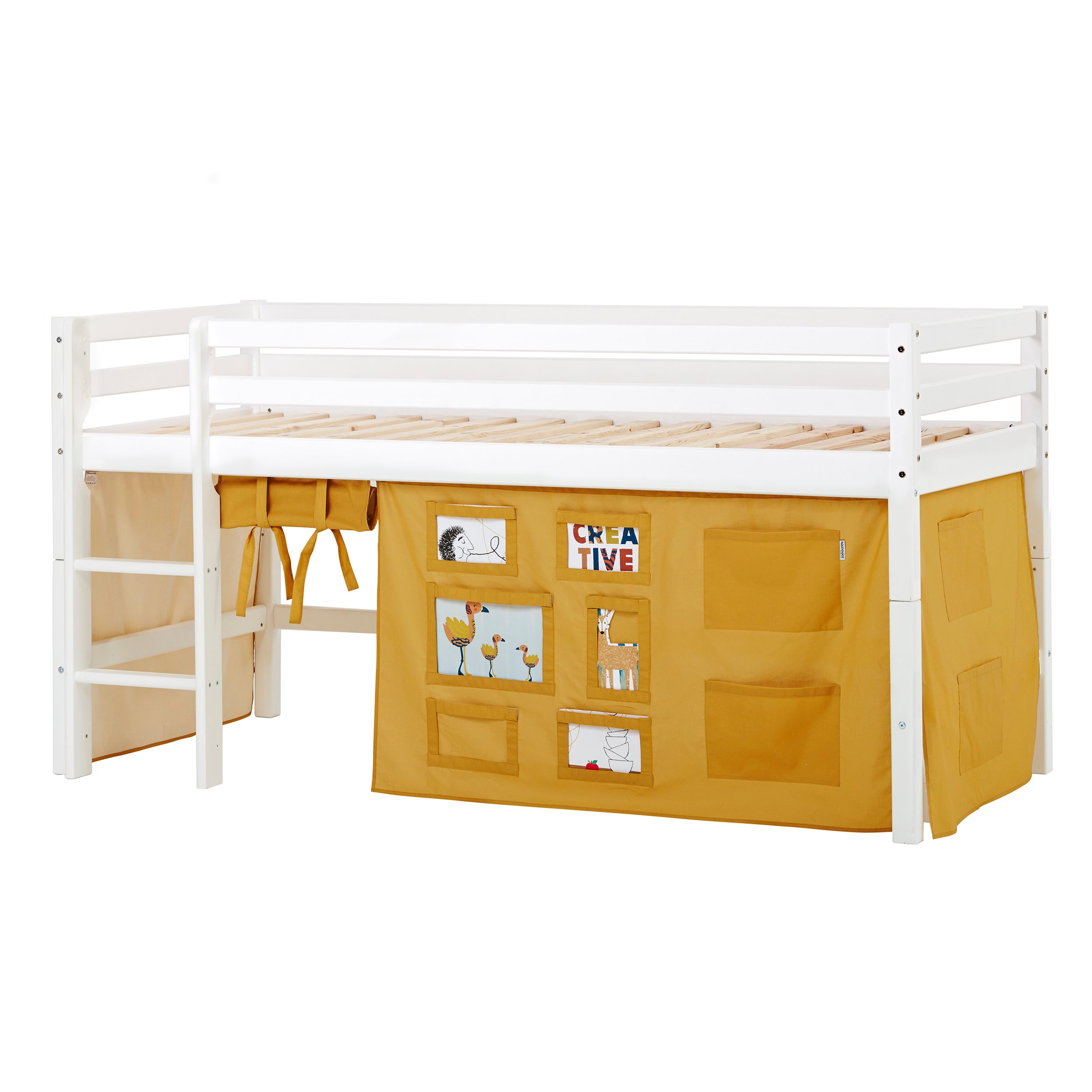 hoppekids-eco-dream-halbhochbett-mit-creator-bettvorhang-gelb image 7