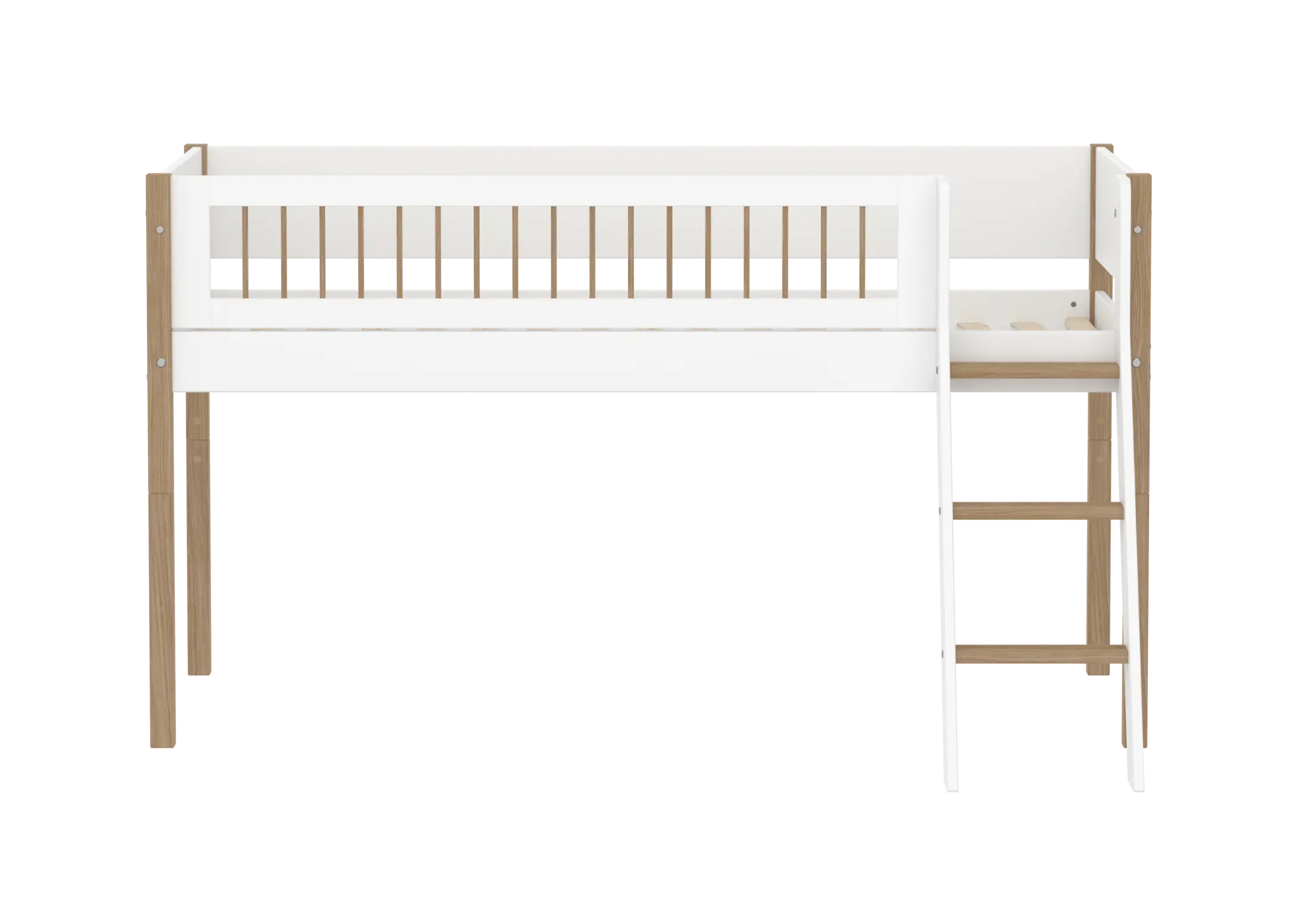 flexa-nor-spielbett-120-cm-90x200-cm-wei-eiche-halbhohes-bett-mit-leiter-und-abs image 2