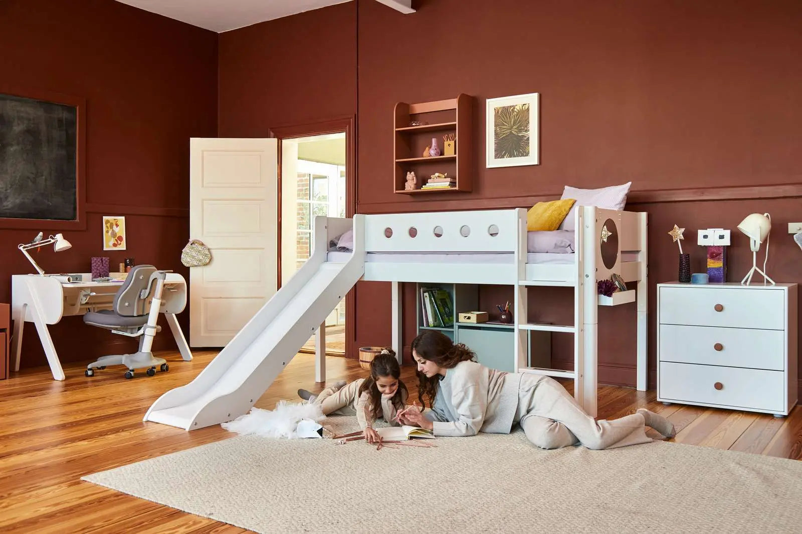 flexa-white-spielbett-120-cm-90x200-cm-wei-mit-rutsche-und-leiter image 2