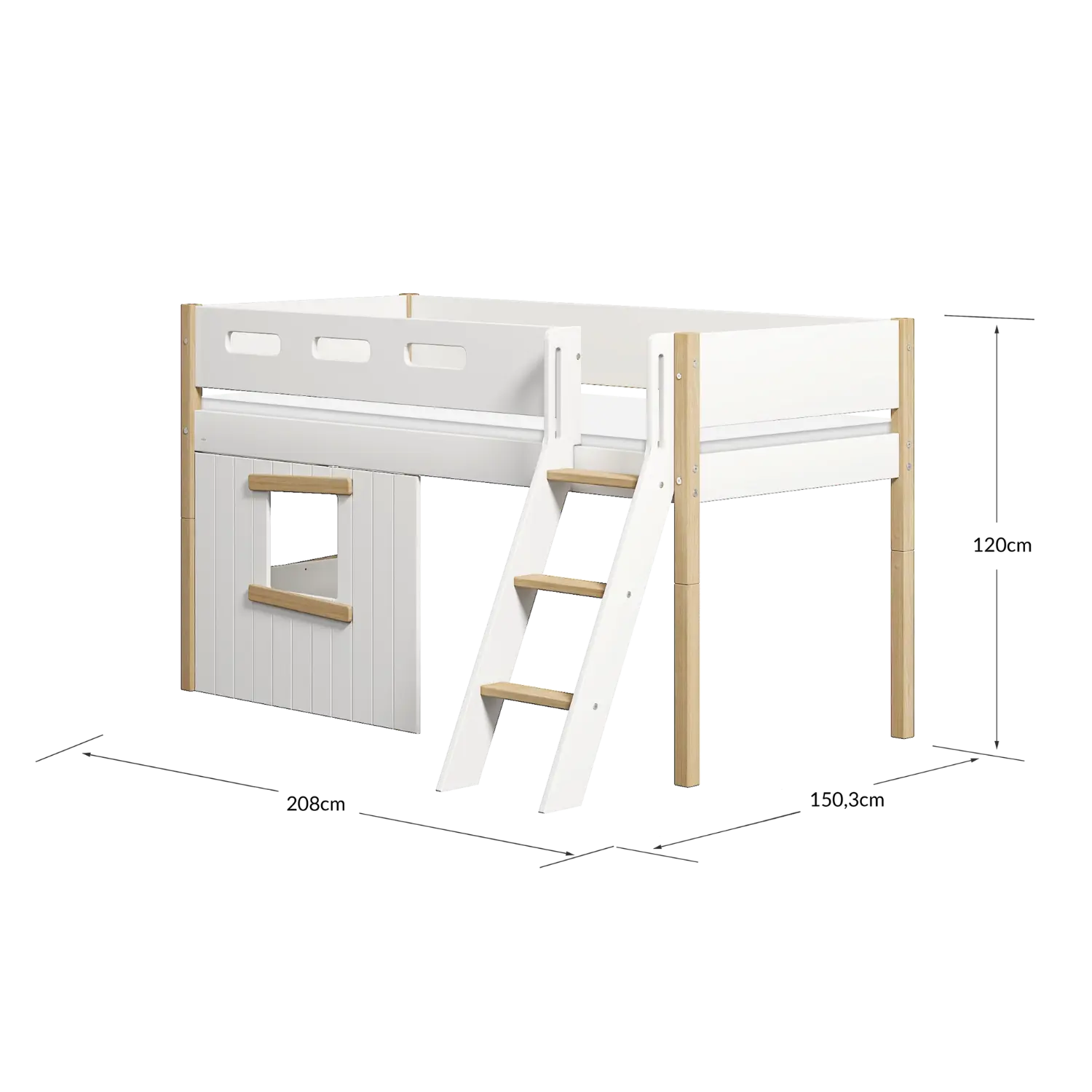 flexa-nor-spielbett-120-cm-baumhaus-mit-schr-gleiter-90x200-cm-wei-eiche image 7