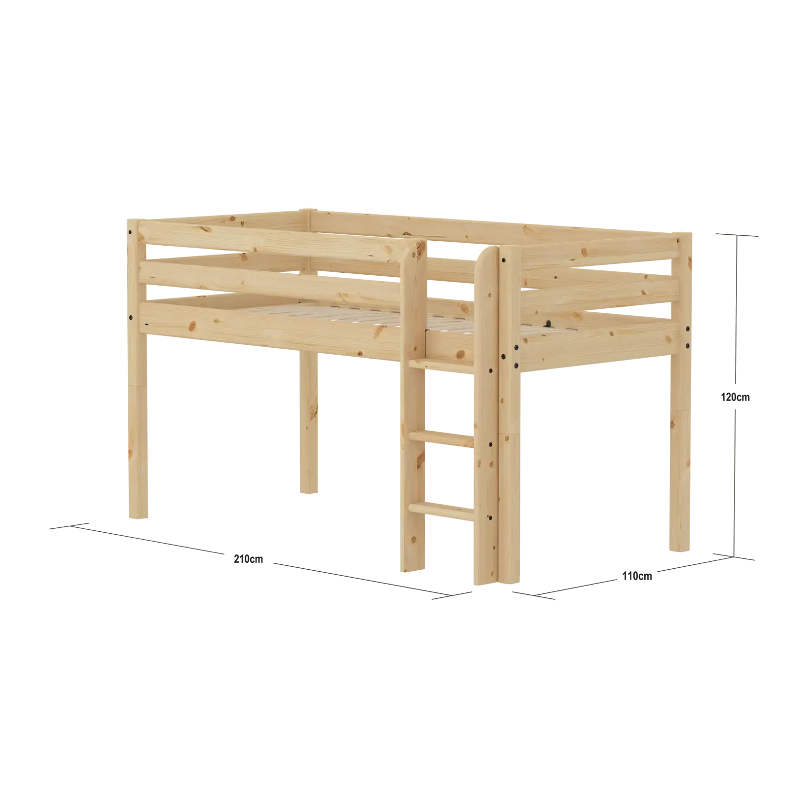 flexa-classic-raw-halbhohes-bett-90x200-cm-kiefernholz image 5