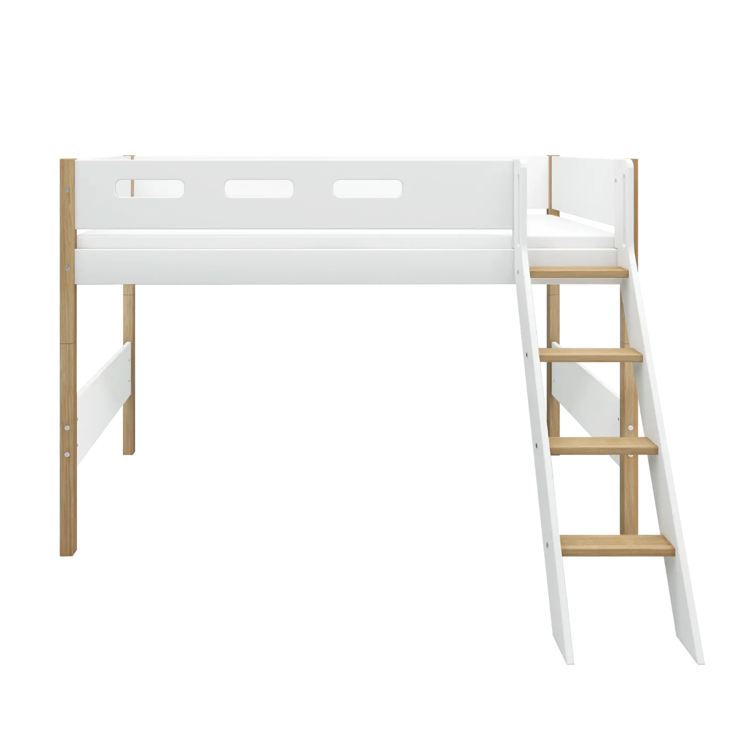flexa-nor-hochbett-143-cm-mit-leiter-und-absturzsicherung-90x200-cm-wei-eiche image 2