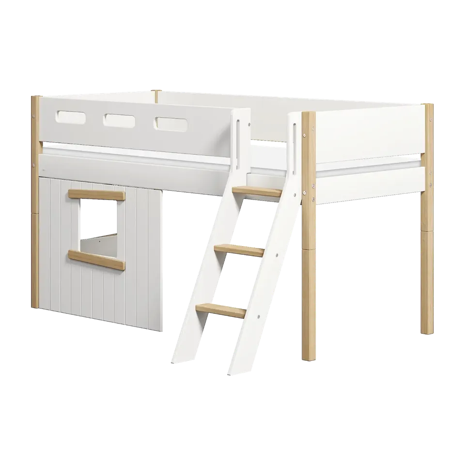 flexa-nor-spielbett-120-cm-baumhaus-mit-schr-gleiter-90x200-cm-wei-eiche image 1